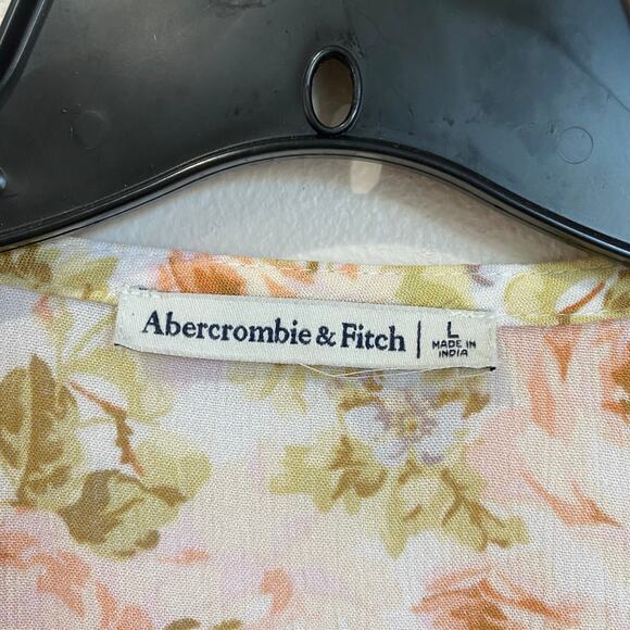 Abercrombie & Fitch Short Sleeve Romantic Florals Smocked Waist Top Size Large - Picture 5 of 8